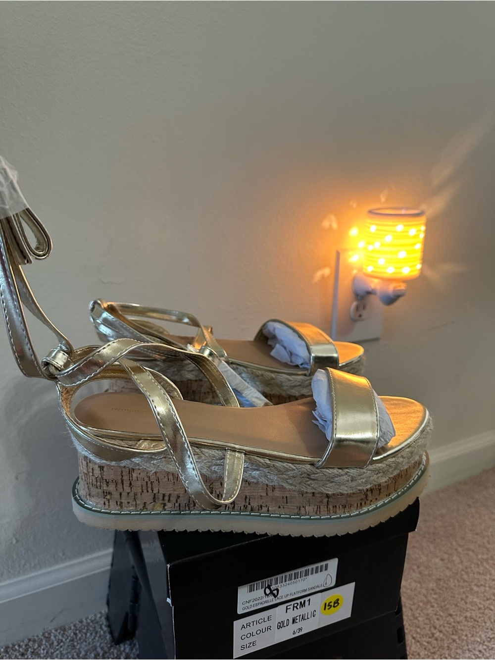 PrettyLittleThing Gold Metallic Platform Sandals